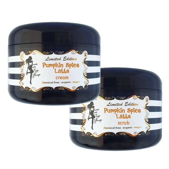 SAVE BIG! Pumpkin Spice Latte organic body butter scrub+cream for daily skincare use-ALSO for scars/marks/loose skin/cellulite!