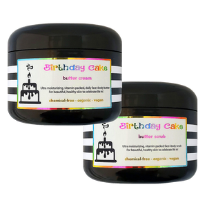 Birthday Cake - Scrub+Cream <br>*Rich, heavenly, daily skin care<br>*ALSO for with scars/stretch marks/ashy skin/loose skin/cellulite/& more! <br>*Anti-itch, organic, vegan, chemical-free