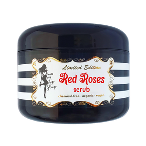 LIMITED EDITION Red Roses-Naturally scented organic vegan body butter SCRUB for daily skincare use-also for scars/marks/cellulite/eczema