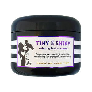 TINY AND SHINY! <br> *Organic, vegan, all-natural calming cream for hydration, bedtime, after-bath, eczema, & diaper rash! <br> *For babies, kids, adults with sensitive skin