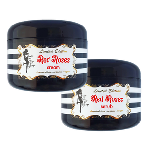 SAVE BIG! Red Roses-Naturally scented organic body butter scrub+cream for daily skincare use-ALSO for scars/marks/loose skin/cellulite/&more