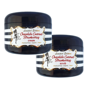SAVE BIG! Chocolate Covered Strawberries organic body butter scrub+cream for daily skincare use-ALSO for scars/marks/loose skin/cellulite!