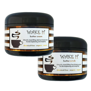 WAKE IT - Scrub+Cream <br>*Rich, intoxicating, unisex daily skin care<br>*ALSO for with scars/stretch marks/ashy skin/loose skin/cellulite/& more! <br>*Anti-itch, organic, vegan, chemical-free