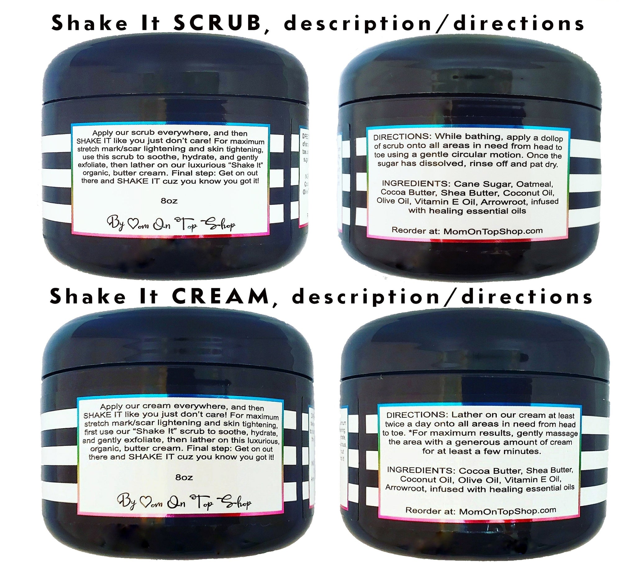 BAKE IT + SHAKE IT - Scrub+Cream *BEST DEAL! *During+after (even DECADES  after) pregnancy *Can prevent new stretch marks while fading old ones!  *Also use for dry skin/loose skin/stretch marks/scars/eczema. *Anti-itch,  organic